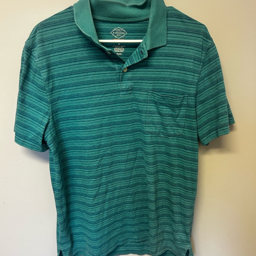 St. John's Bay Green Polo Shirt with Tonal Stripes